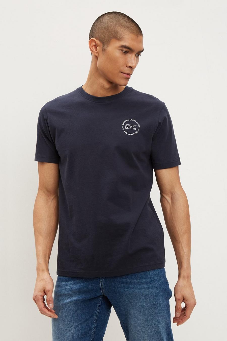 Regular Fit NYC Chest Print T Shirt