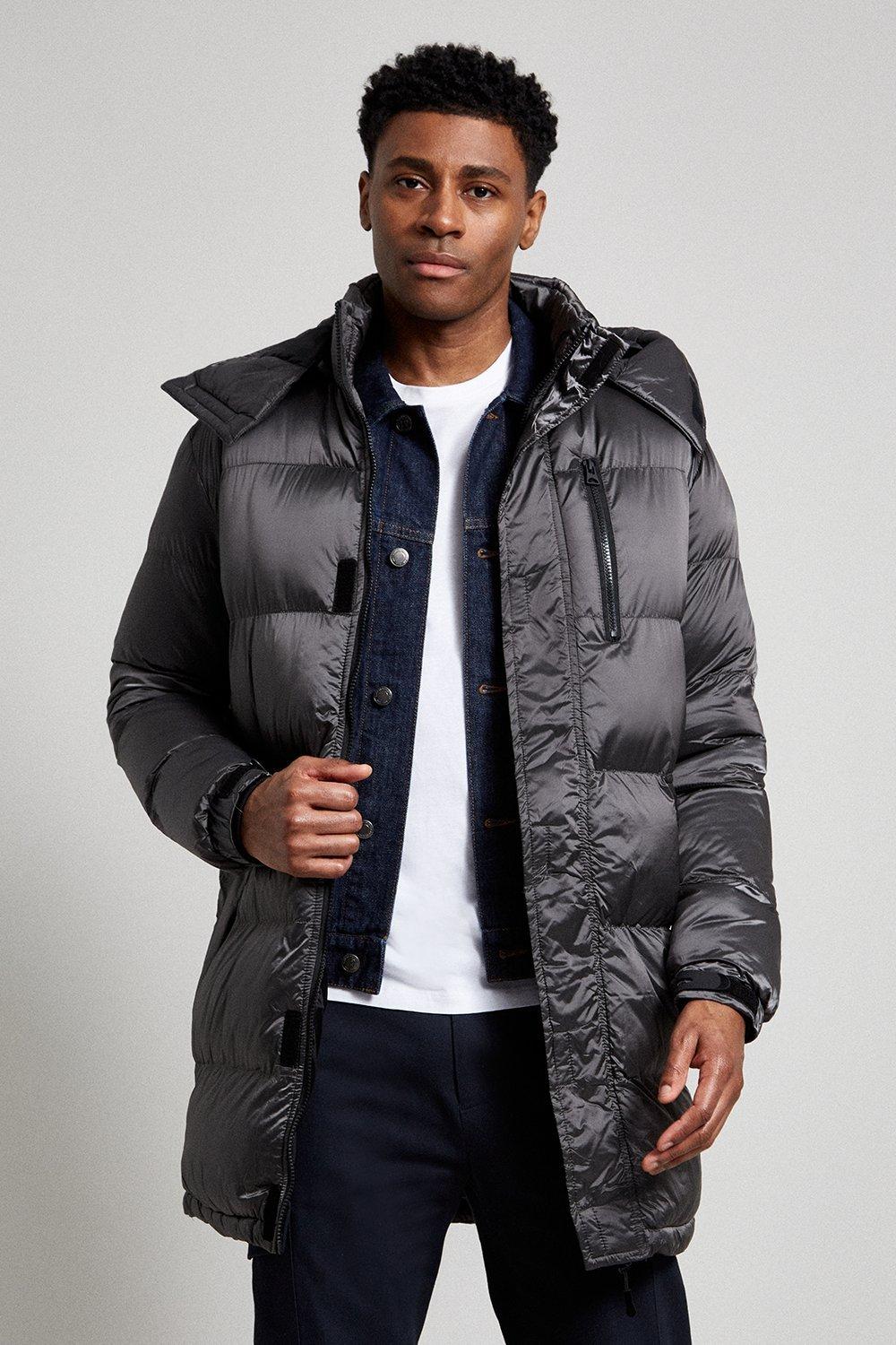 mens wet look puffer