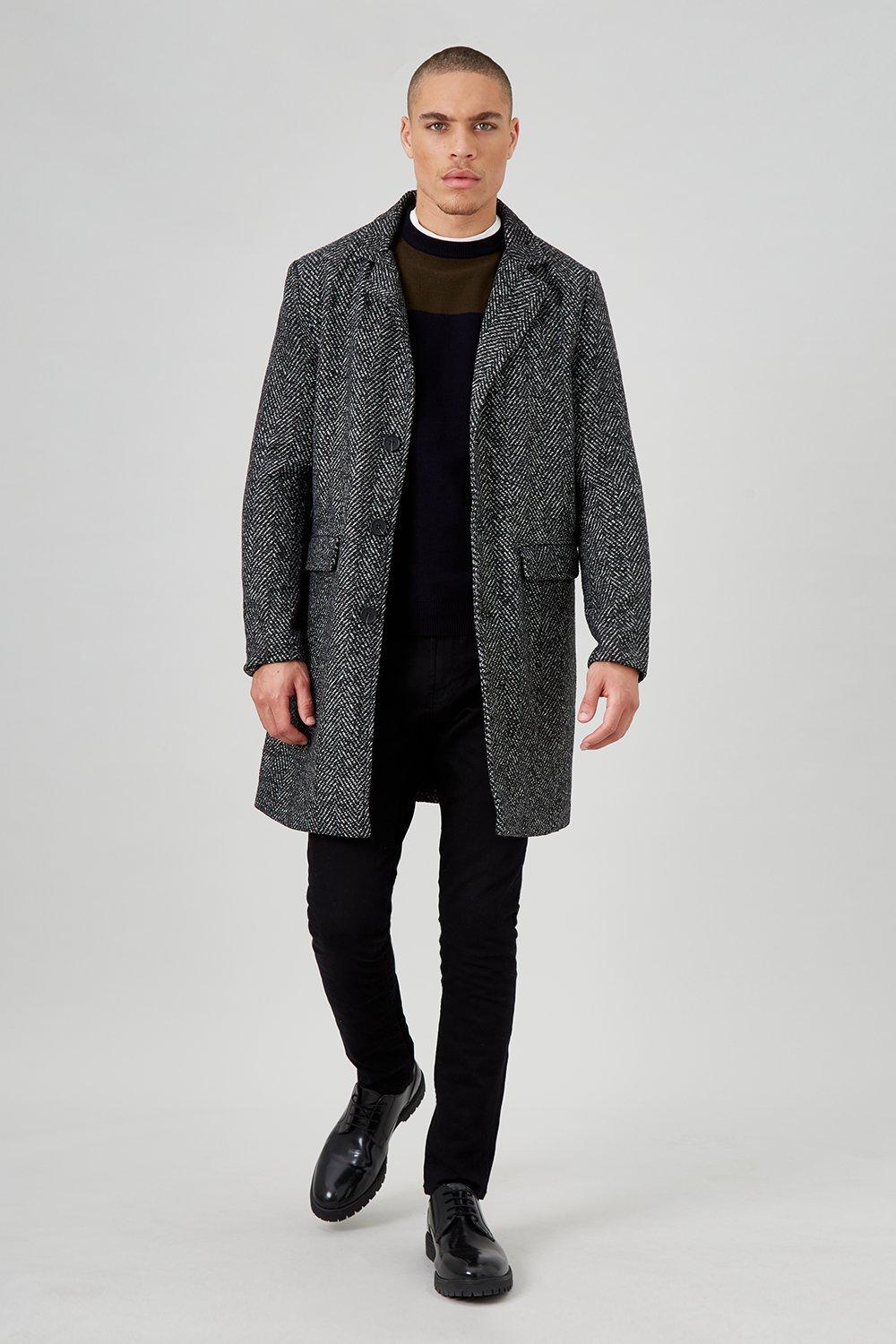 gray herringbone overcoat