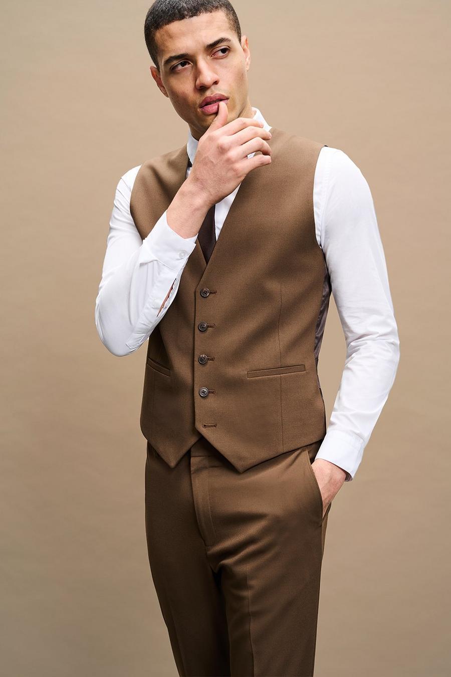 Chocolate Brown Skinny Notch Three-Piece Suit