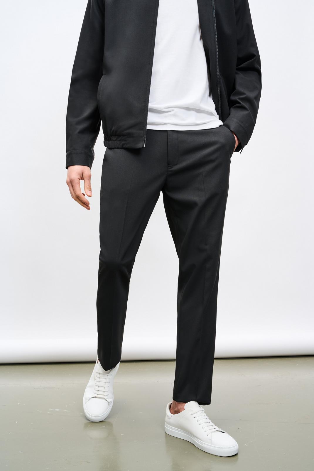 Slim Fit Black Elasticated Waistband Suit Trouser image number 1