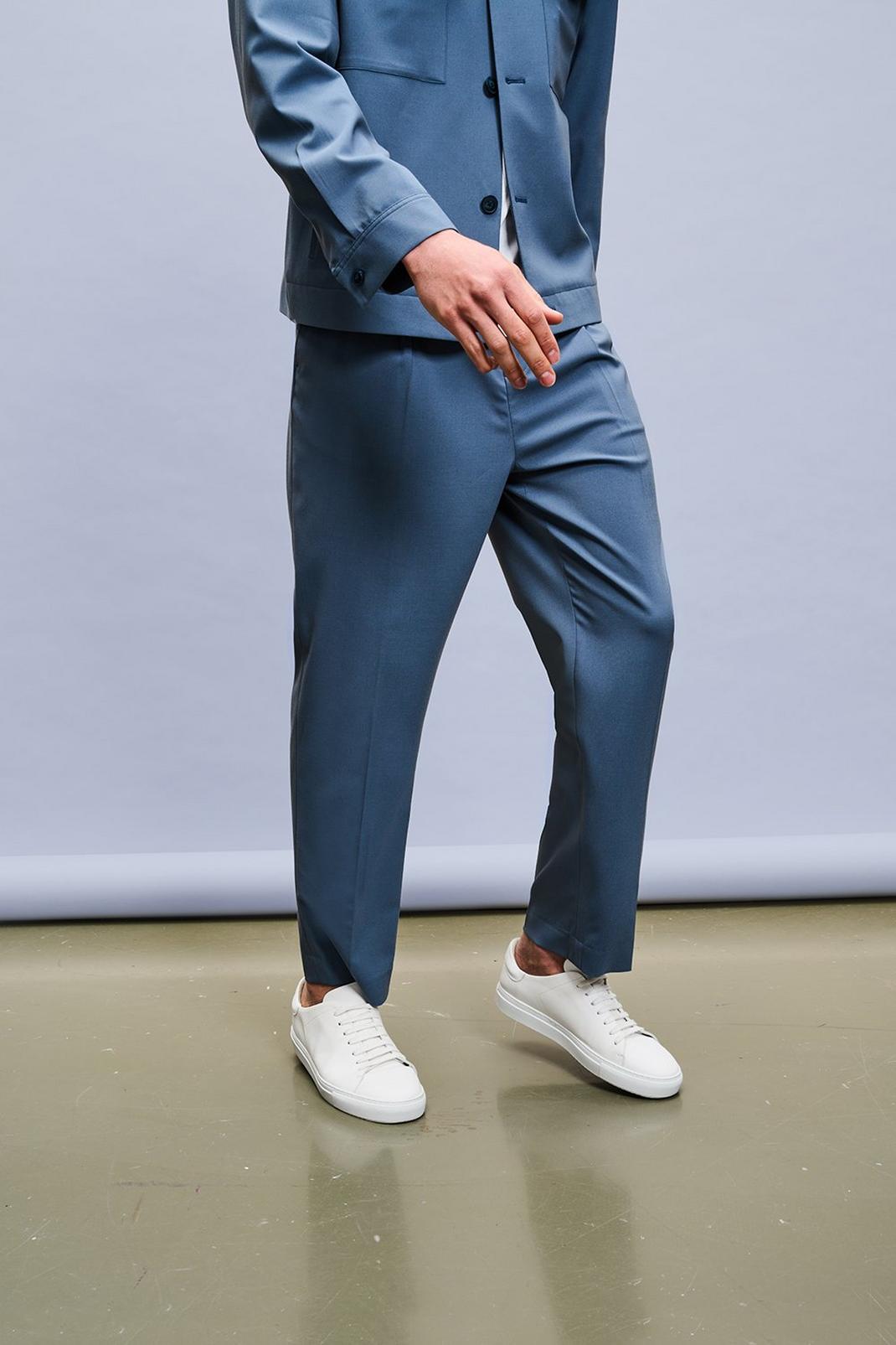 106 Relaxed Fit Blue Pleat Trouser image number 1