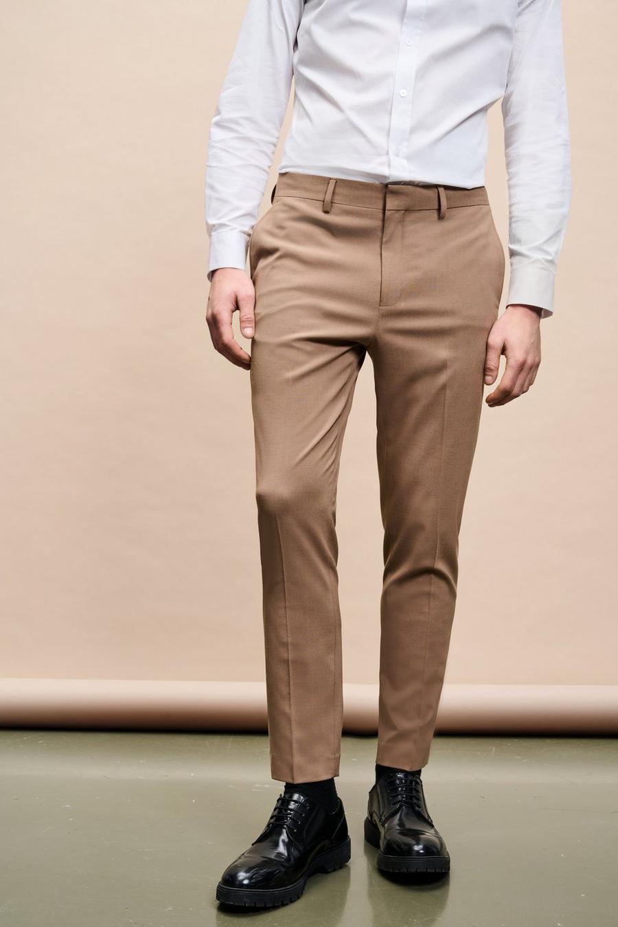 Skinny Fit Stone Suit Trousers