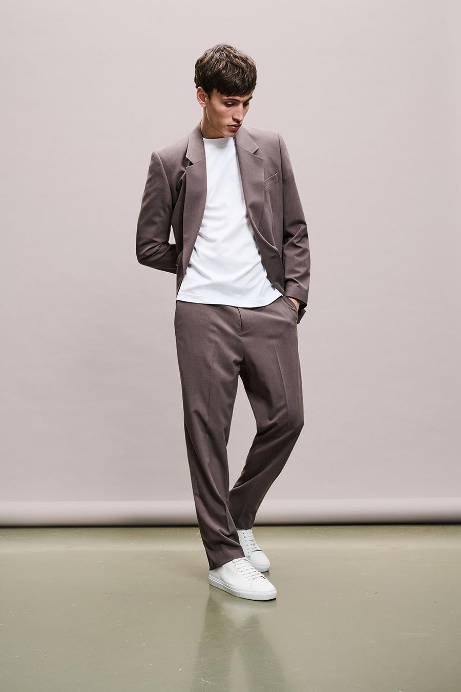 Relaxed Fit Taupe Suit Jacket