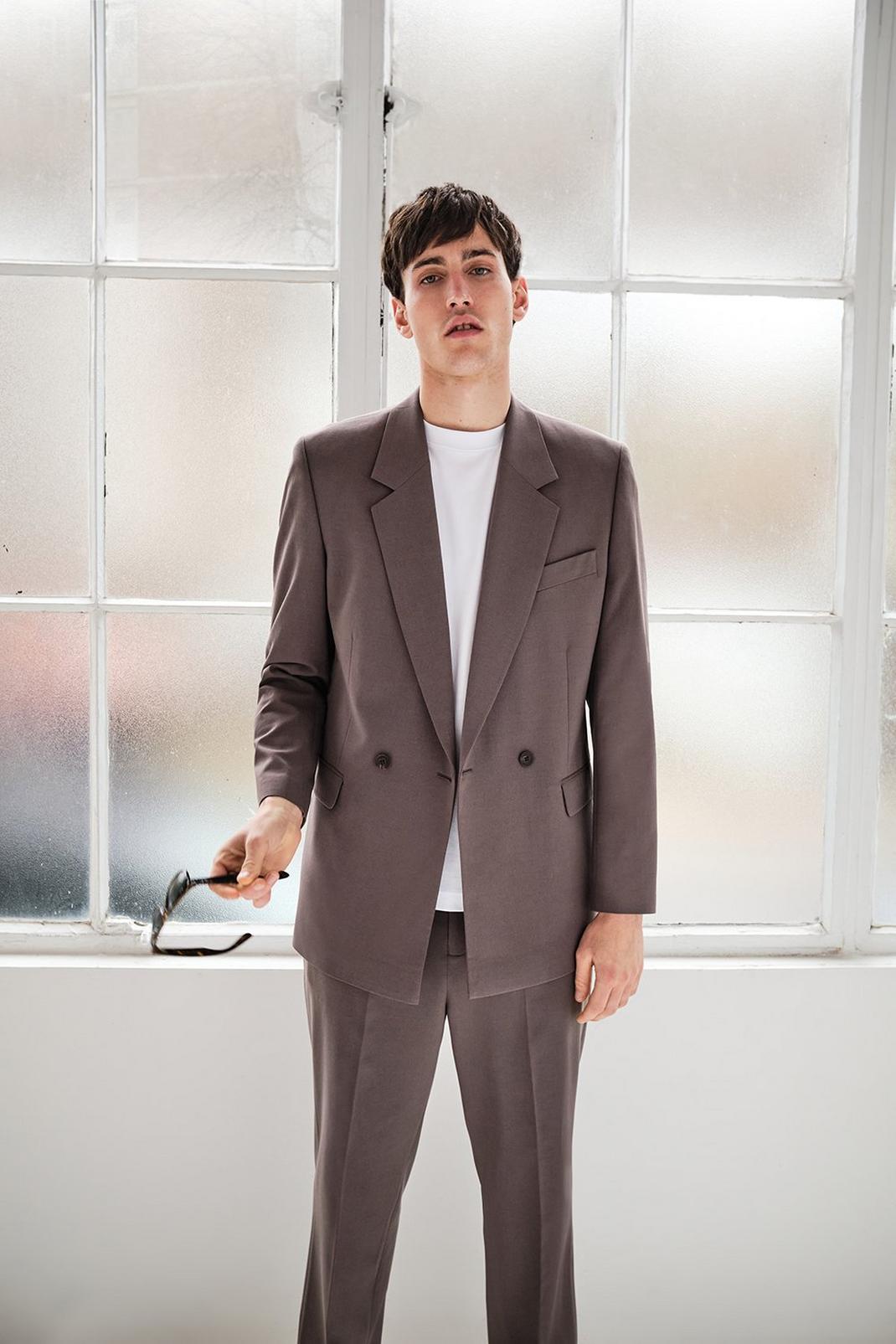 Relaxed Fit Taupe Two-Piece Suit image number 2