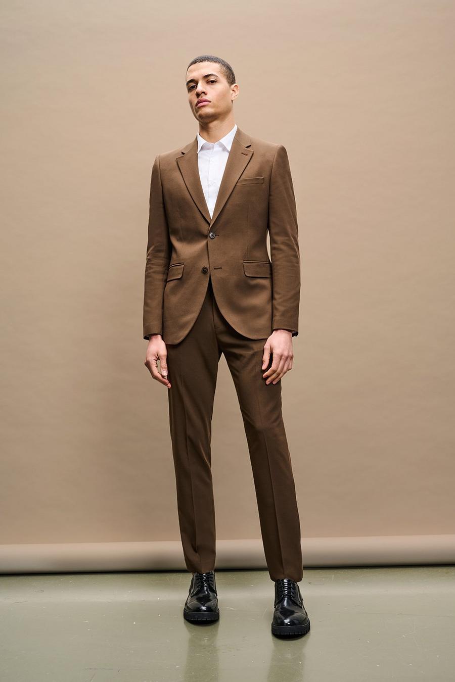 Slim Fit Brown Three-Piece Suit