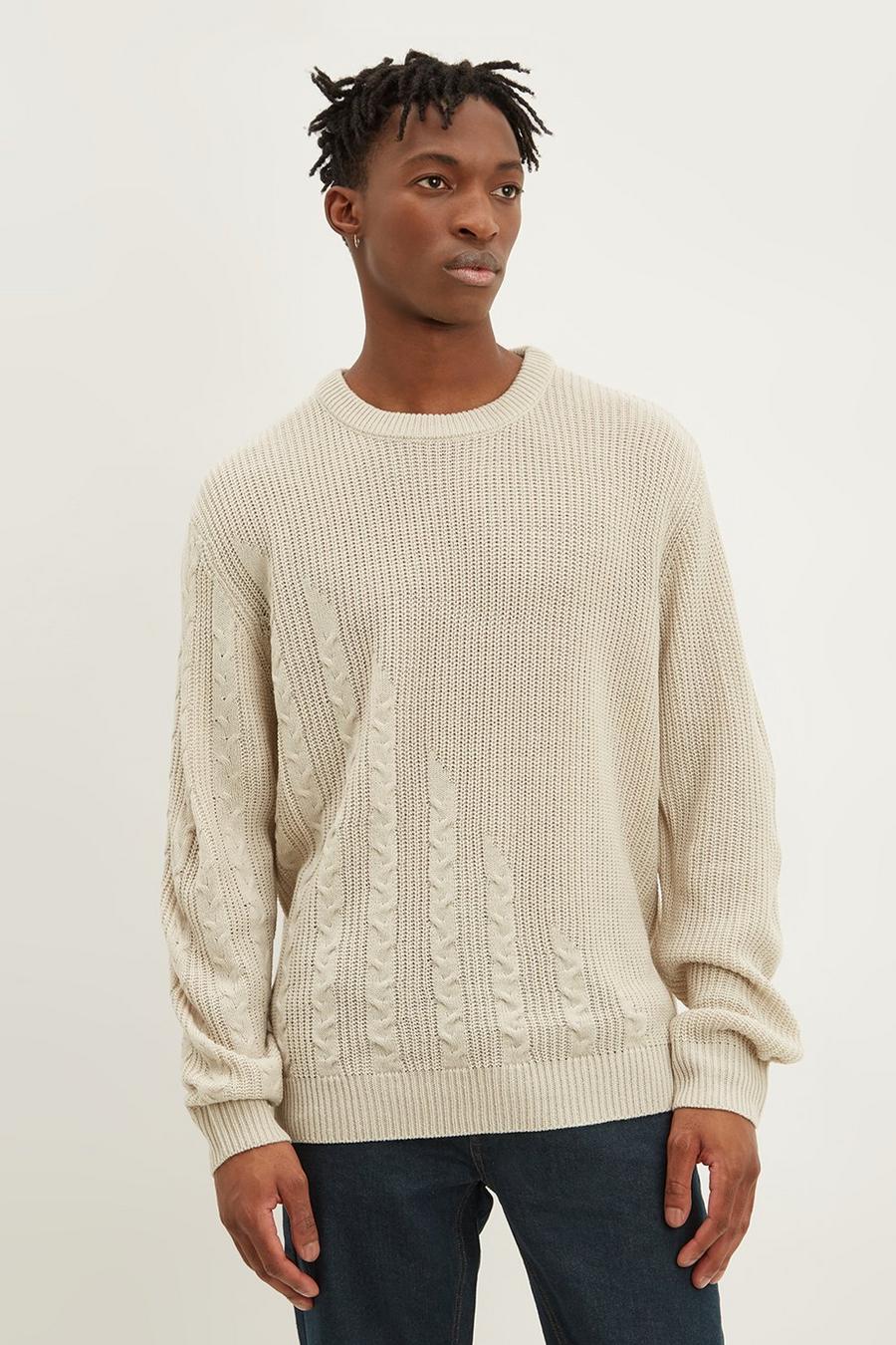 Mixed Stitch Cable Crew Neck 
