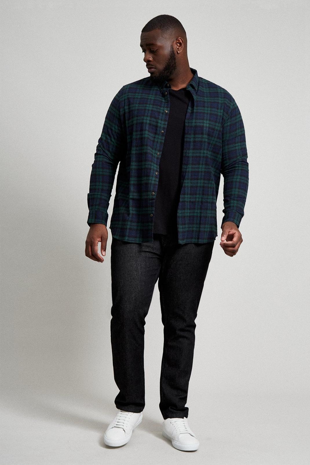 130 Long Sleeve Green Brushed Check Shirt image number 2