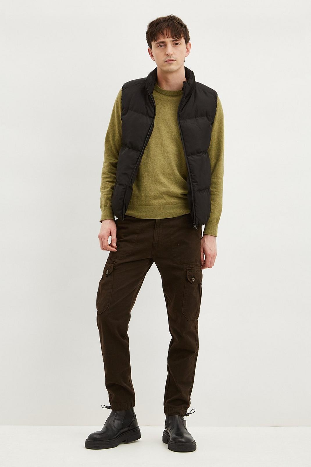 Brown Slim Fit Utility Cuff Hem Trousers image number 1