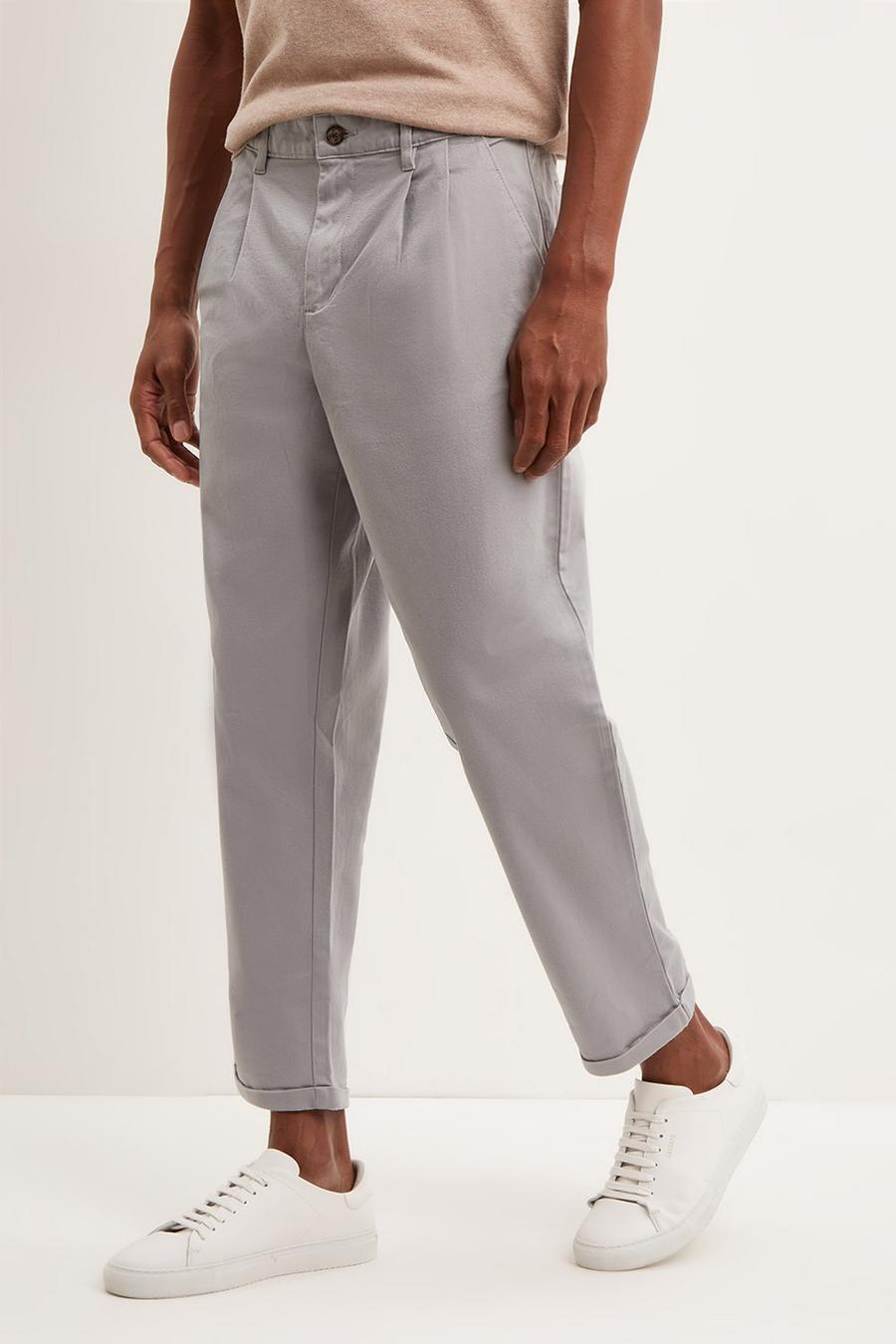 Tapered Fit Pleat Front Smart Trousers