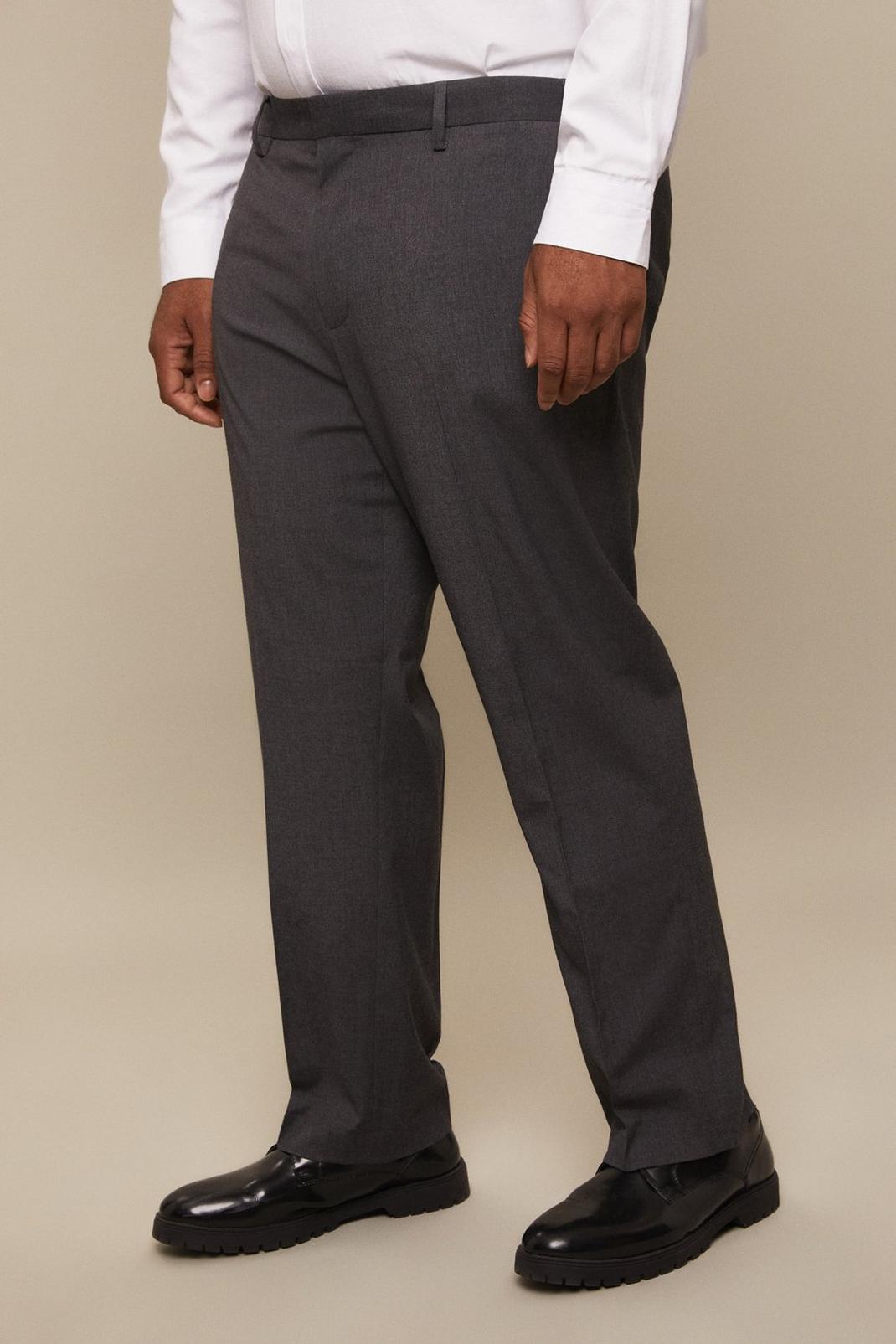 Grey Plus Regular Fit Charcoal Smart Trousers image number 1