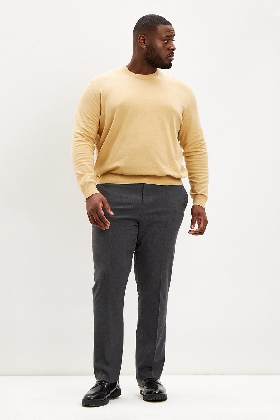 Plus And Tall Slim Plain Trouser Charcoal
