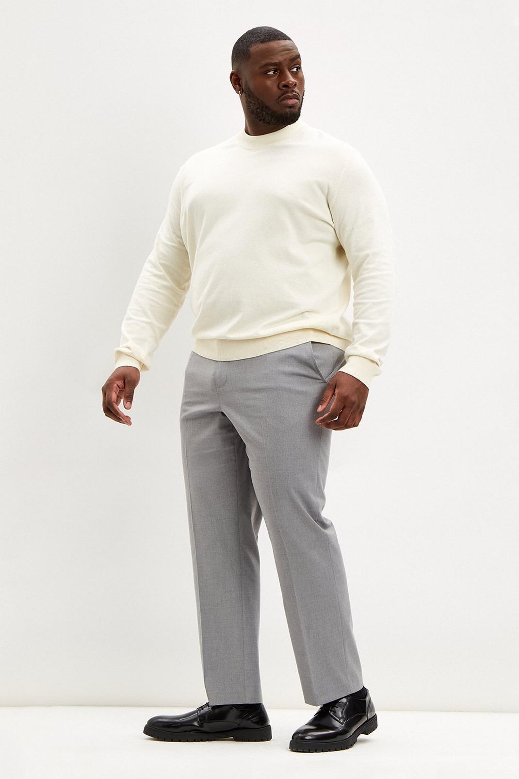 Plus Regular Fit Light Grey Smart Trousers image number 1