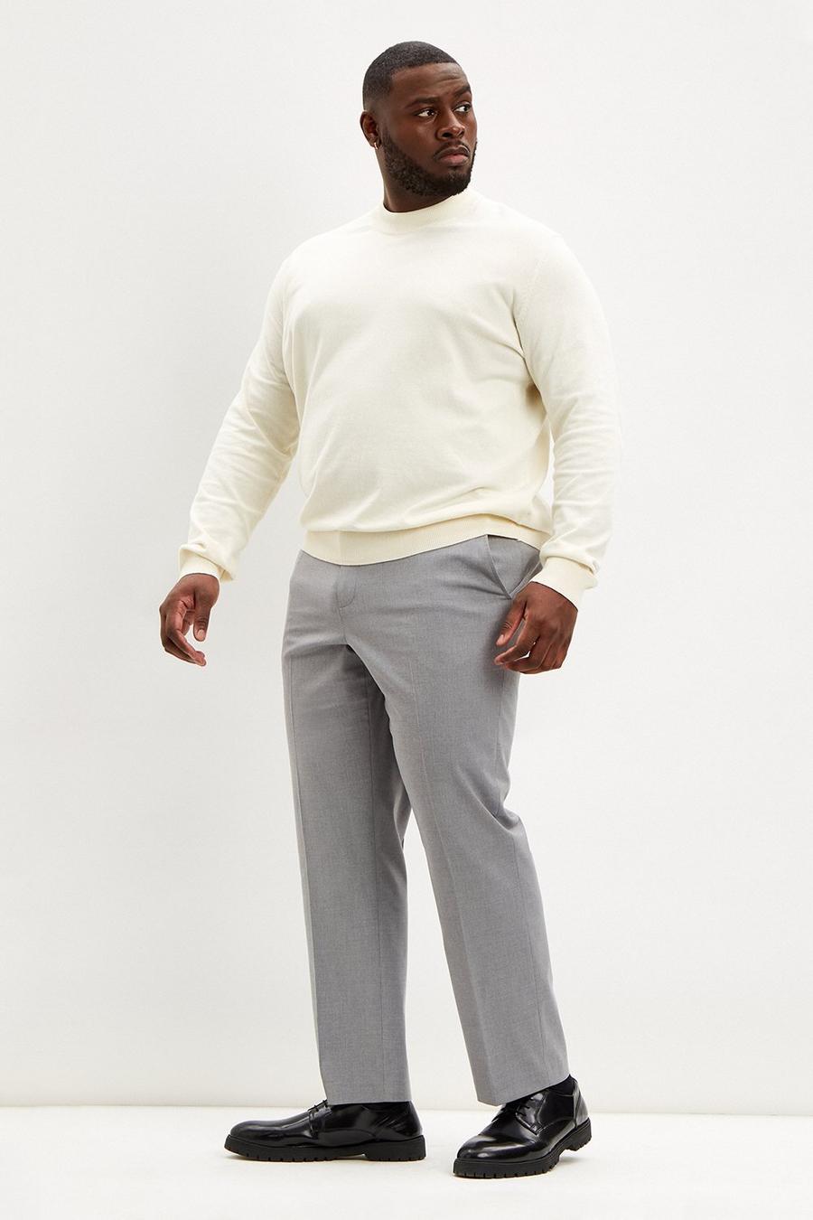 Plus & Tall Regular Plain Trouser Light Grey