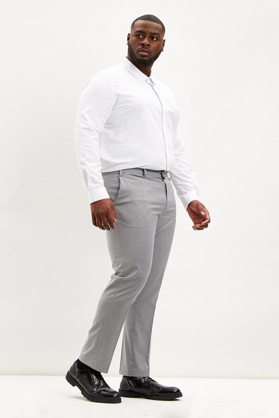 Plus Slim Fit Light Grey Smart Trousers image number 1