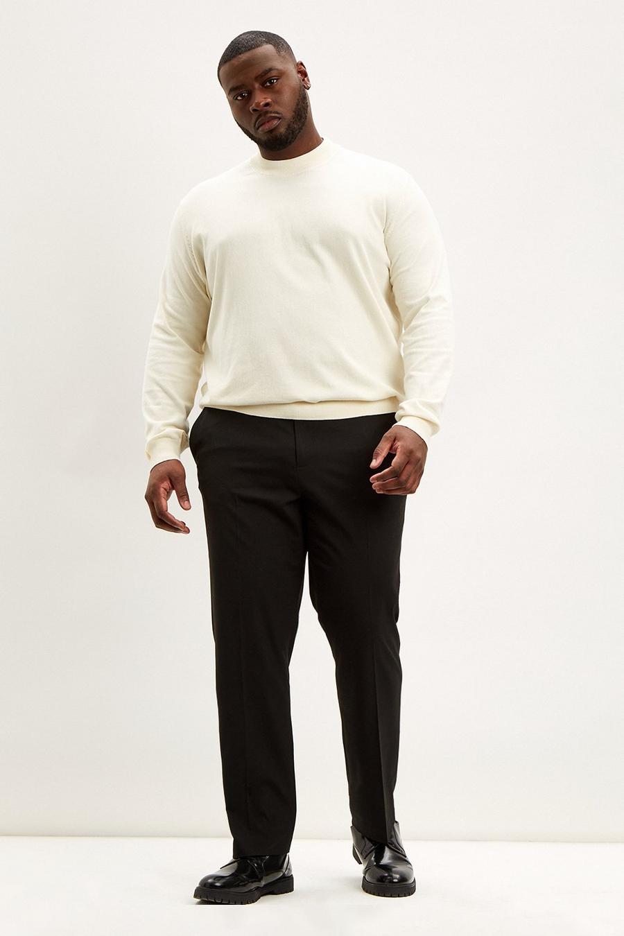Plus And Tall Tailored Plain Trouser Black
