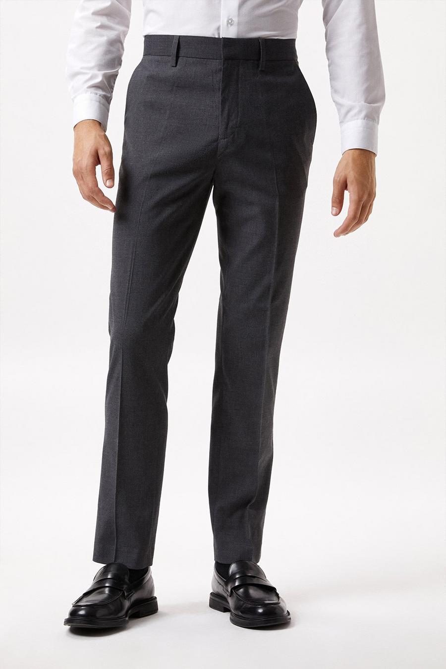 Slim Fit Charcoal Smart Trousers