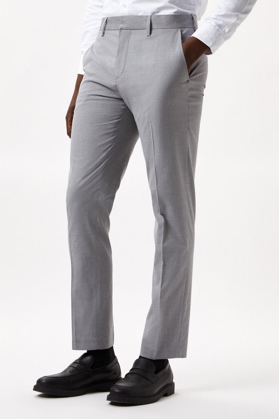 Slim Fit Light Grey Smart Trousers
