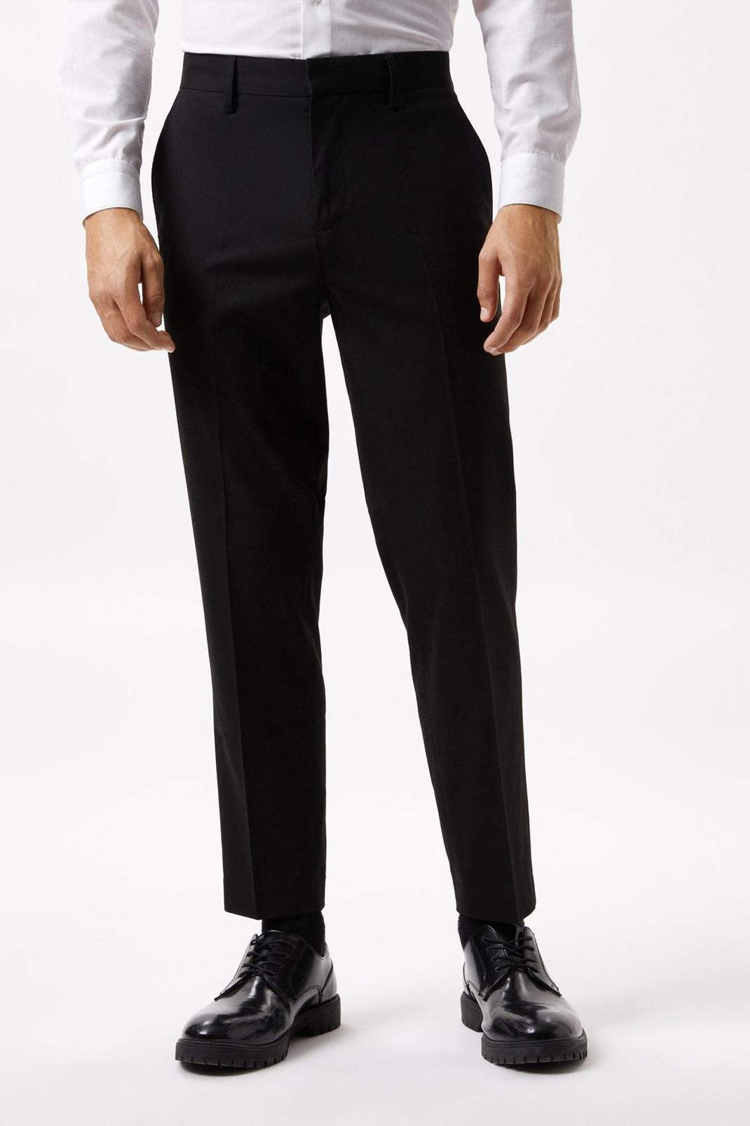 Tapered Fit Black Smart Trousers image number 1
