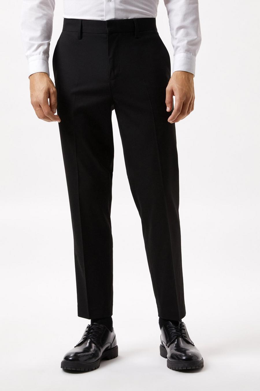 Tapered Fit Black Smart Trousers