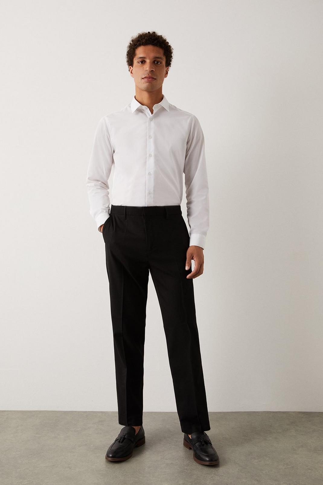 Tailored Fit Black Smart Trousers image number 1