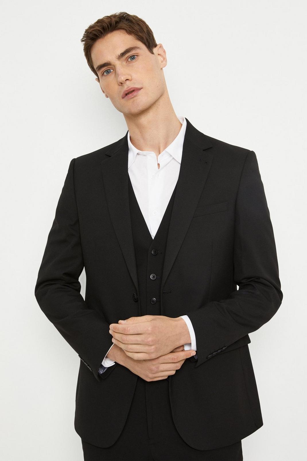Plus And Tall Tailored Black Suit Jacket image number 1