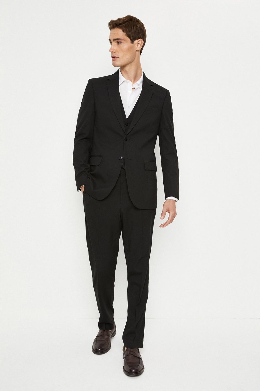 Plus And Tall Tailored Black Suit Trousers image number 1