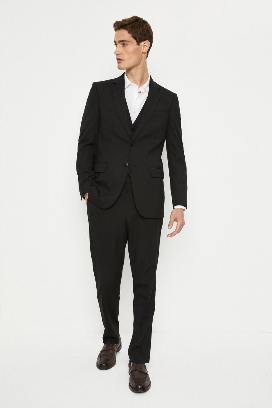 Plus And Tall Tailored Black Suit Trousers