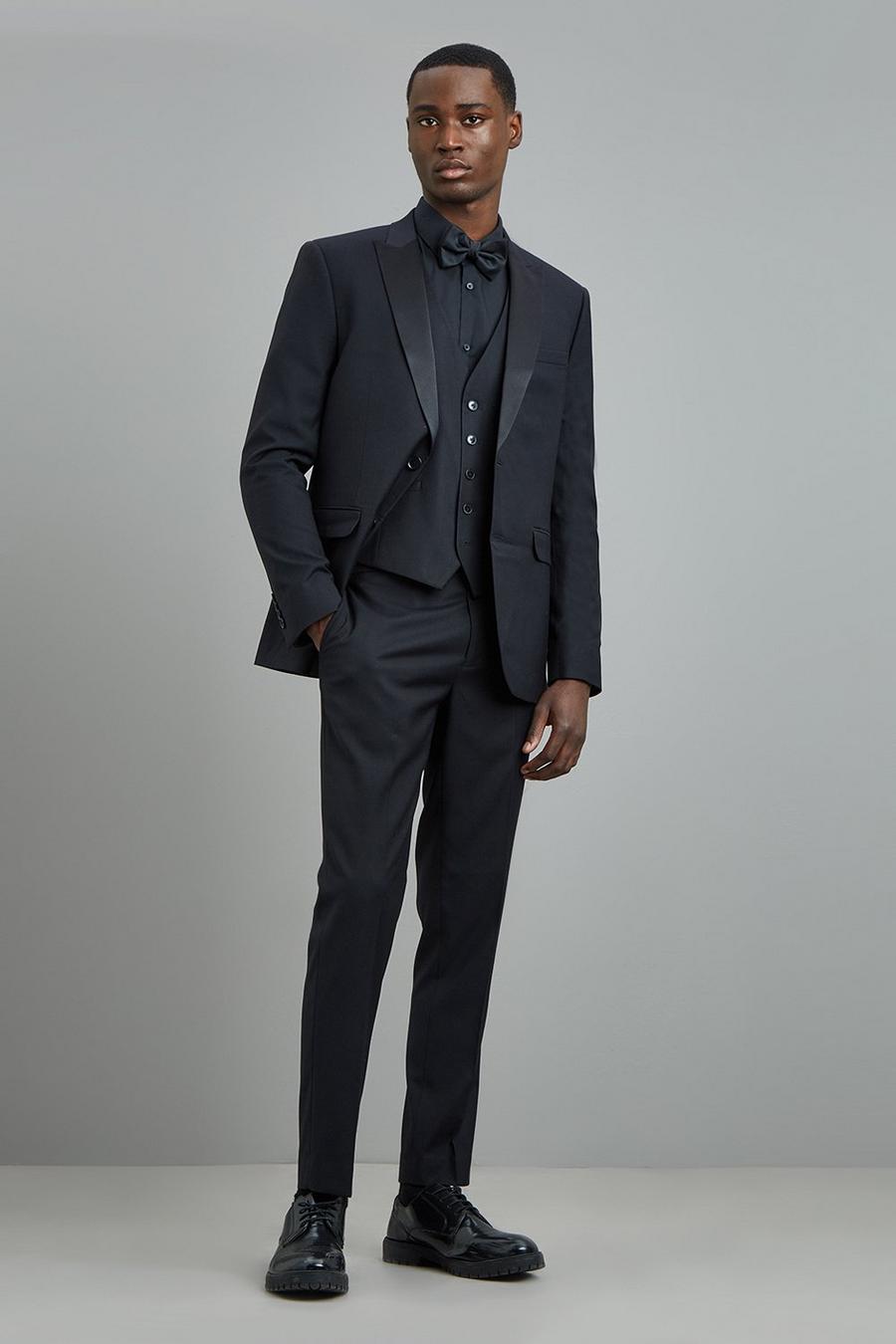 Plus And Tall Slim Black Suit Trousers