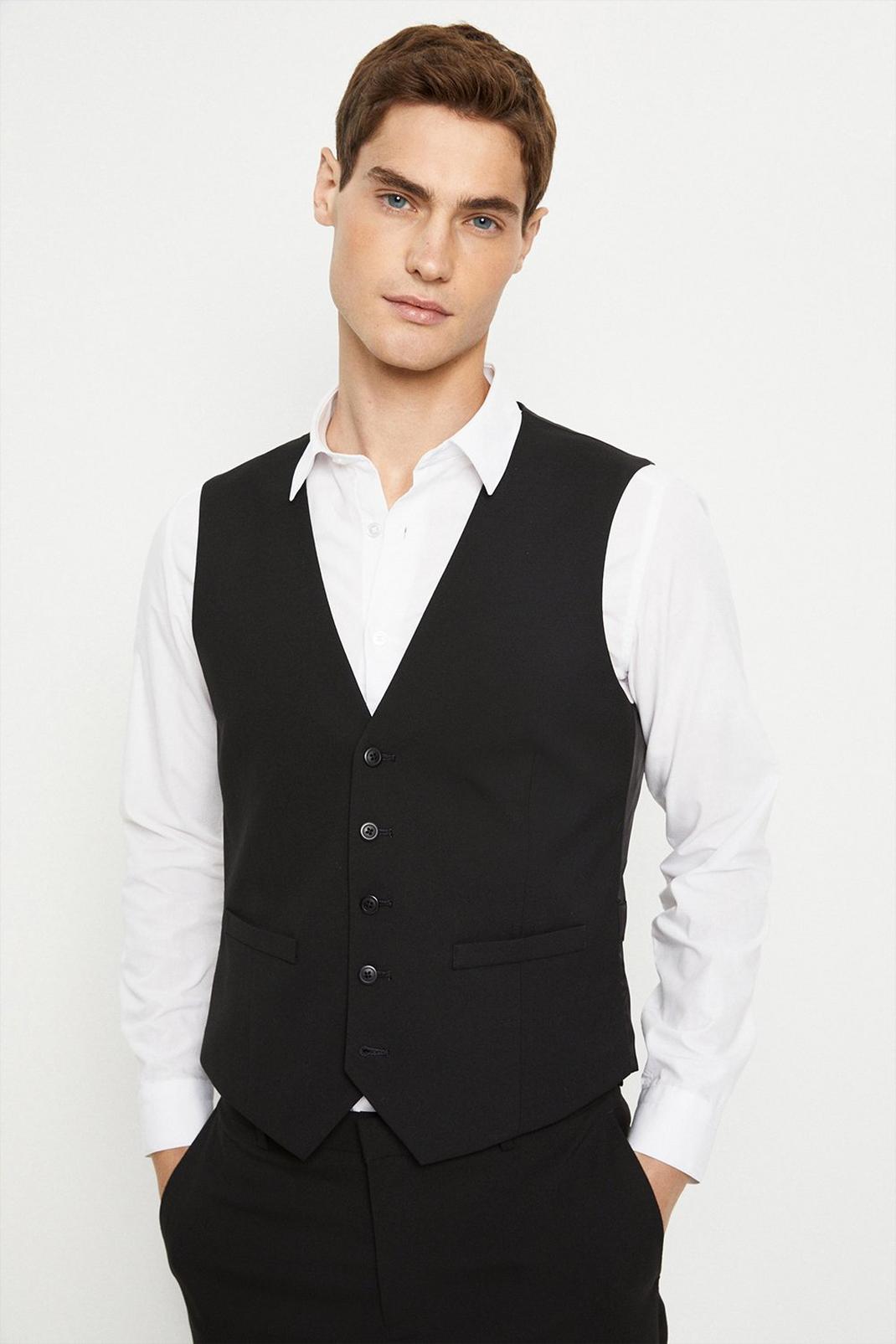 Plus And Tall Tailored Black Waistcoat image number 1