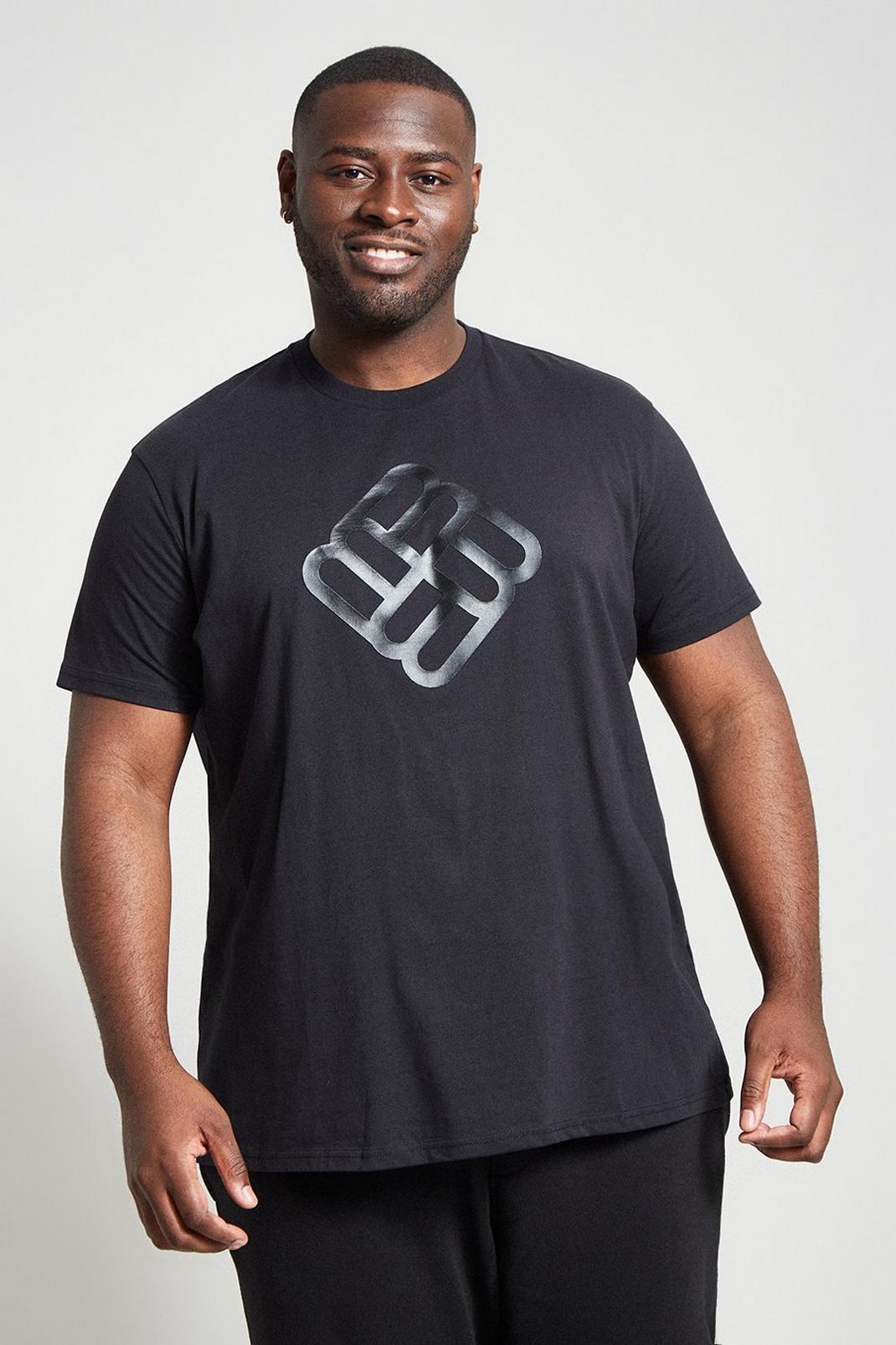 Black Plus And Tall Slim Diamond B Logo Print T-Shirt image number 1
