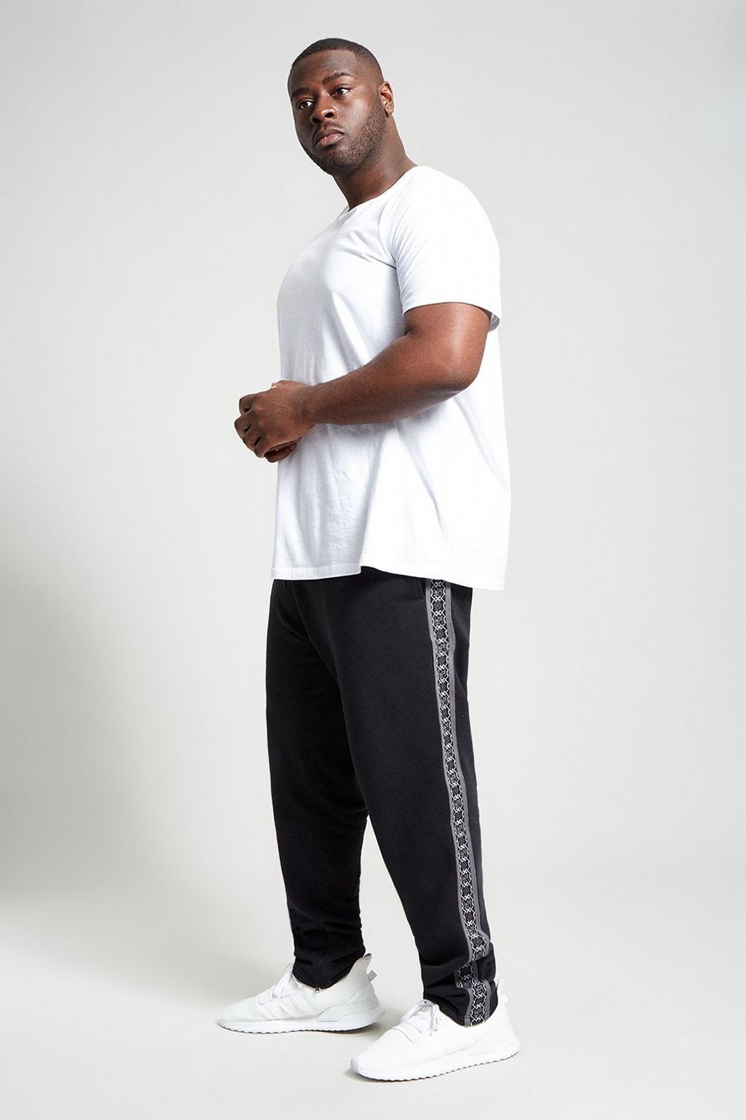 Black Plus And Tall Regular Iconic Luxe Tape Jogger image number 1