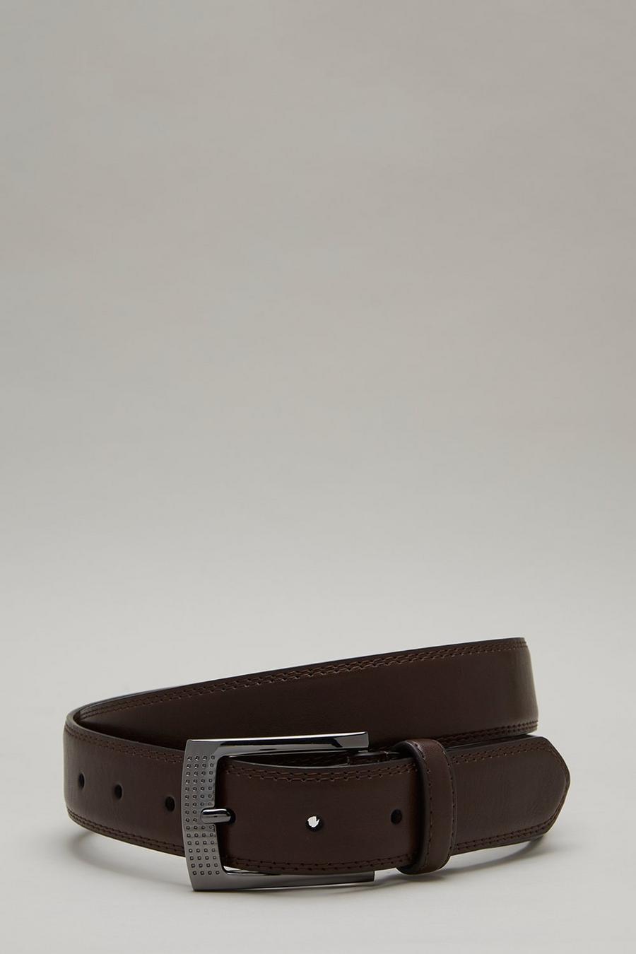 Smooth Brown Feathered Edge Belt
