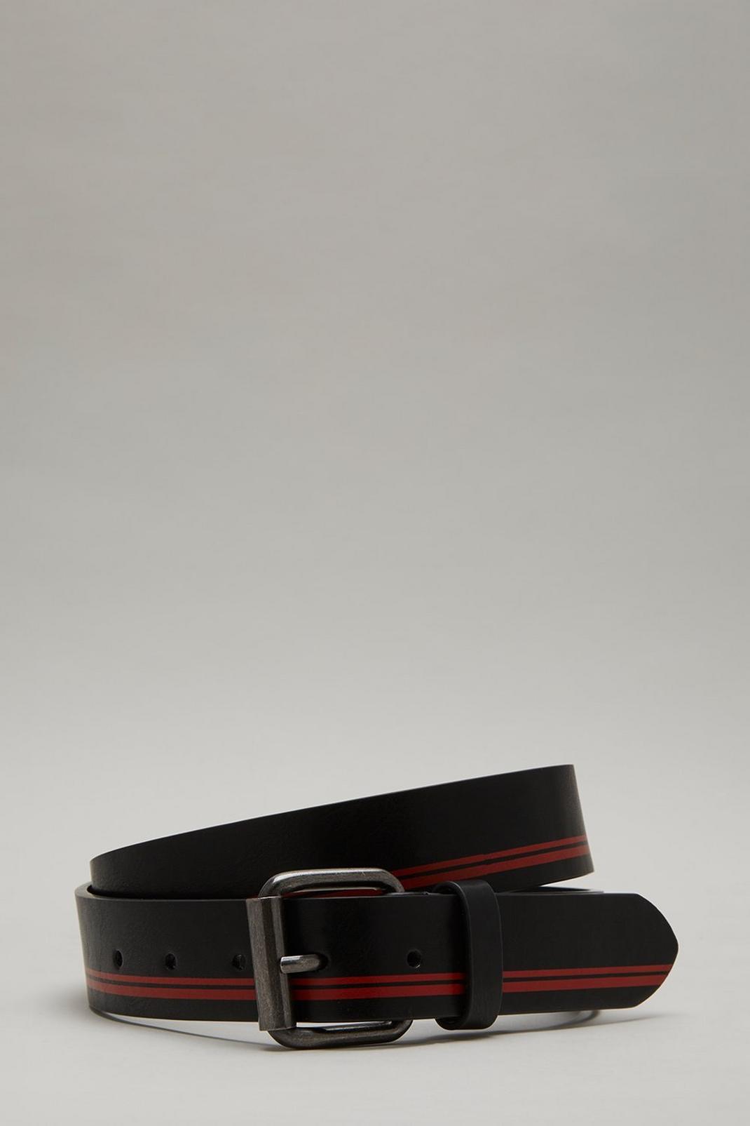 Black Belt With Red Stripe Print image number 1