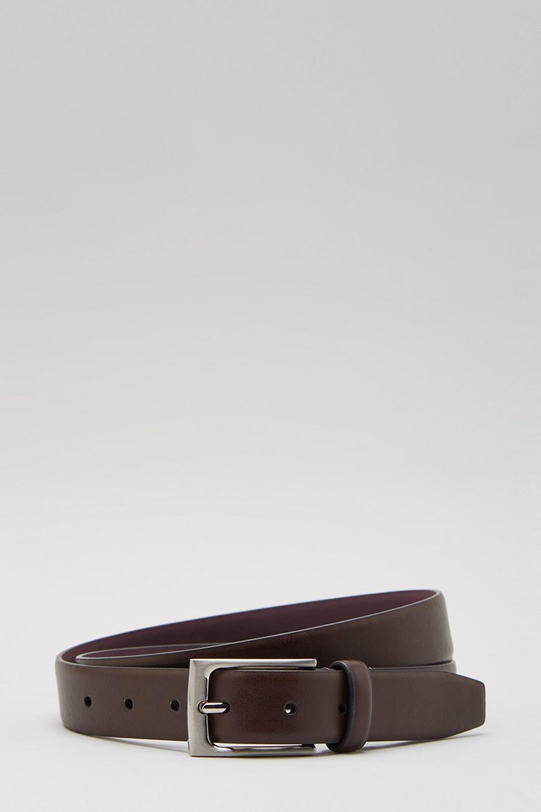 Brown Feathered Edge Belt With Purple Lining image number 1