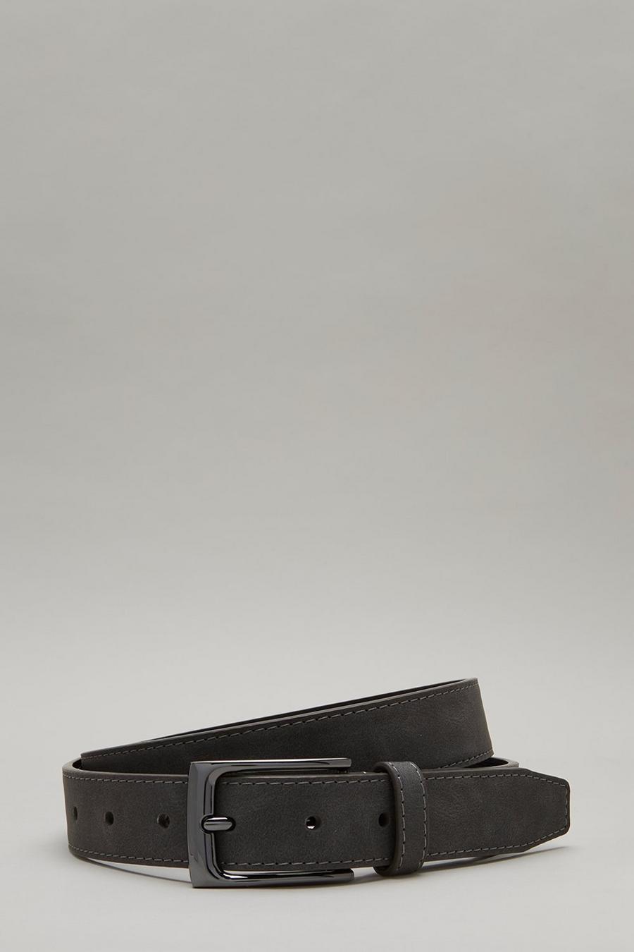 Grey Belt With Suede Buckle Tab