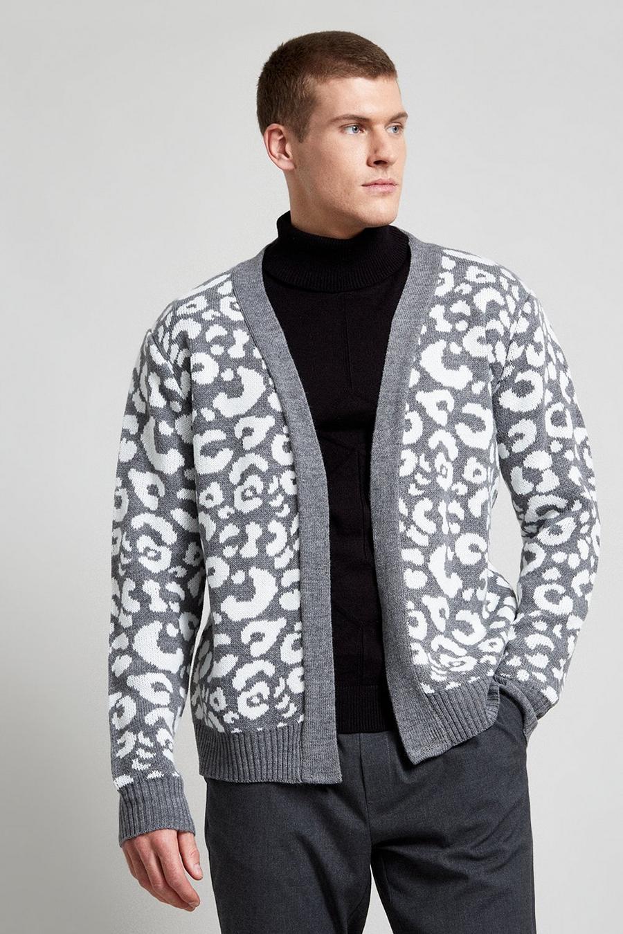 Wool Blend Animal Jacquard Grey