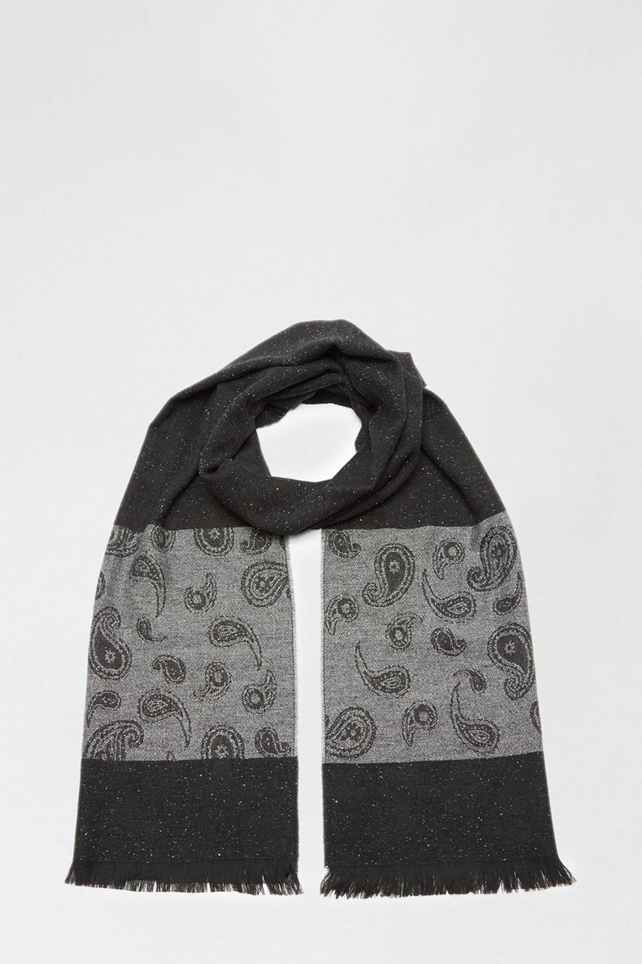 Grey Stripe And Paisley Scarf