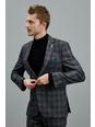 131 Slim Fit Grey Texture Check Suit Jacket