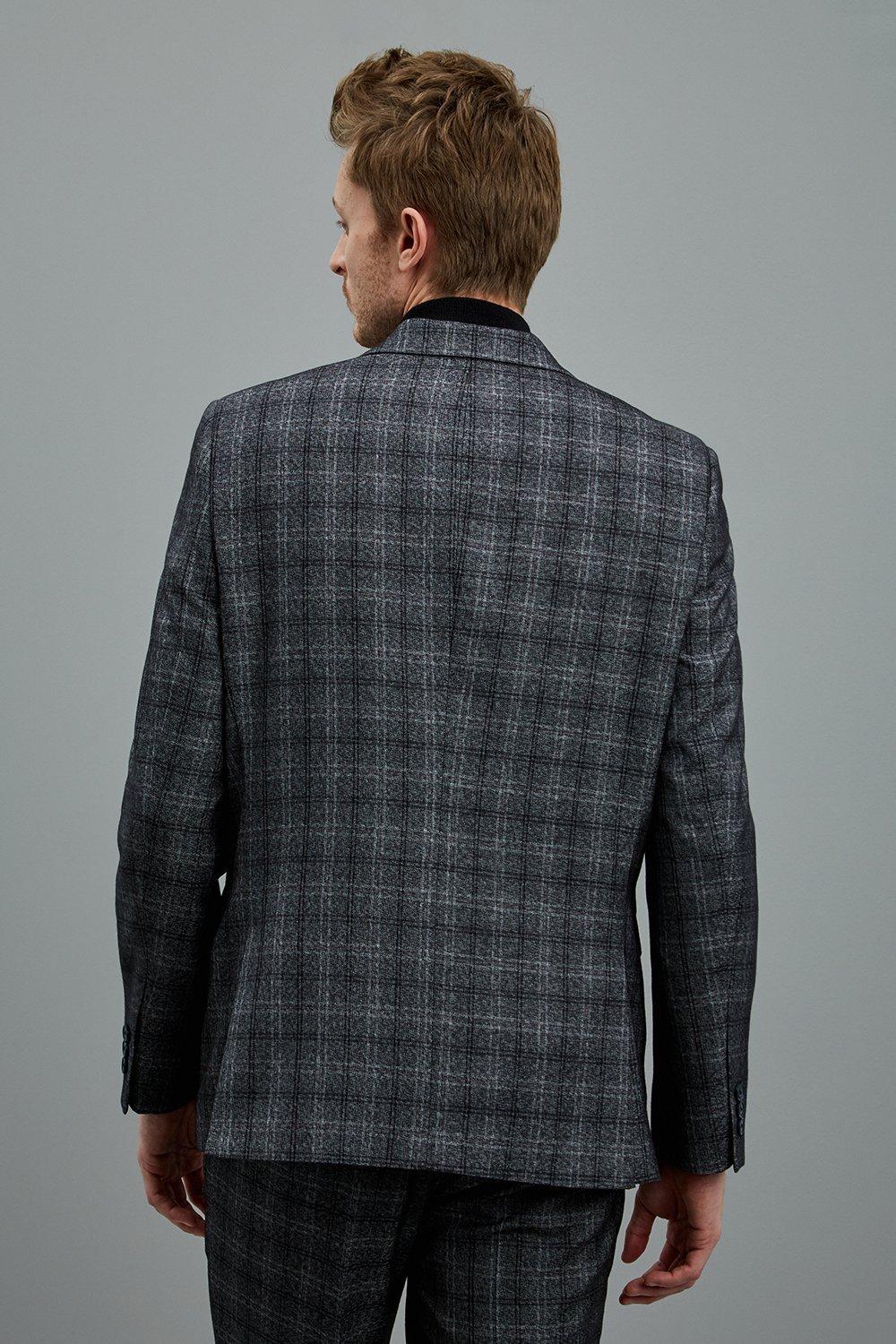 textured check suit blazer