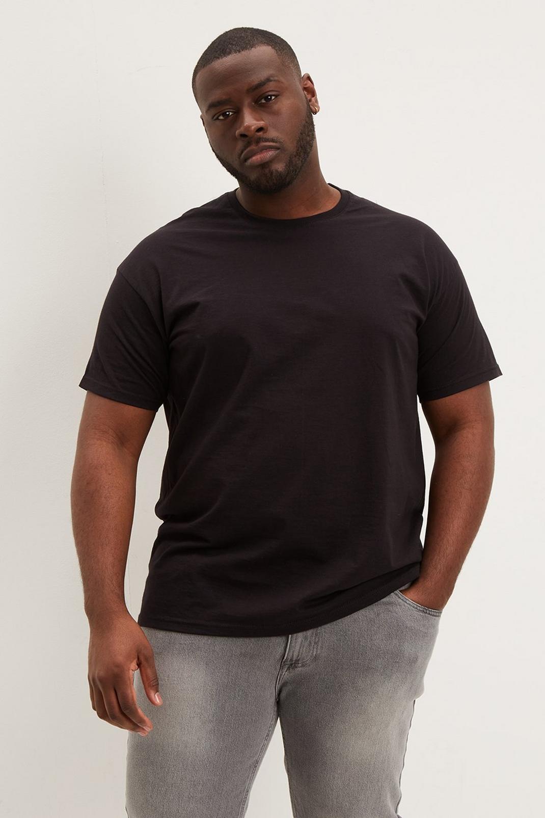 Black Plus And Tall Short Sleeve Basic Crew T-Shirt image number 1