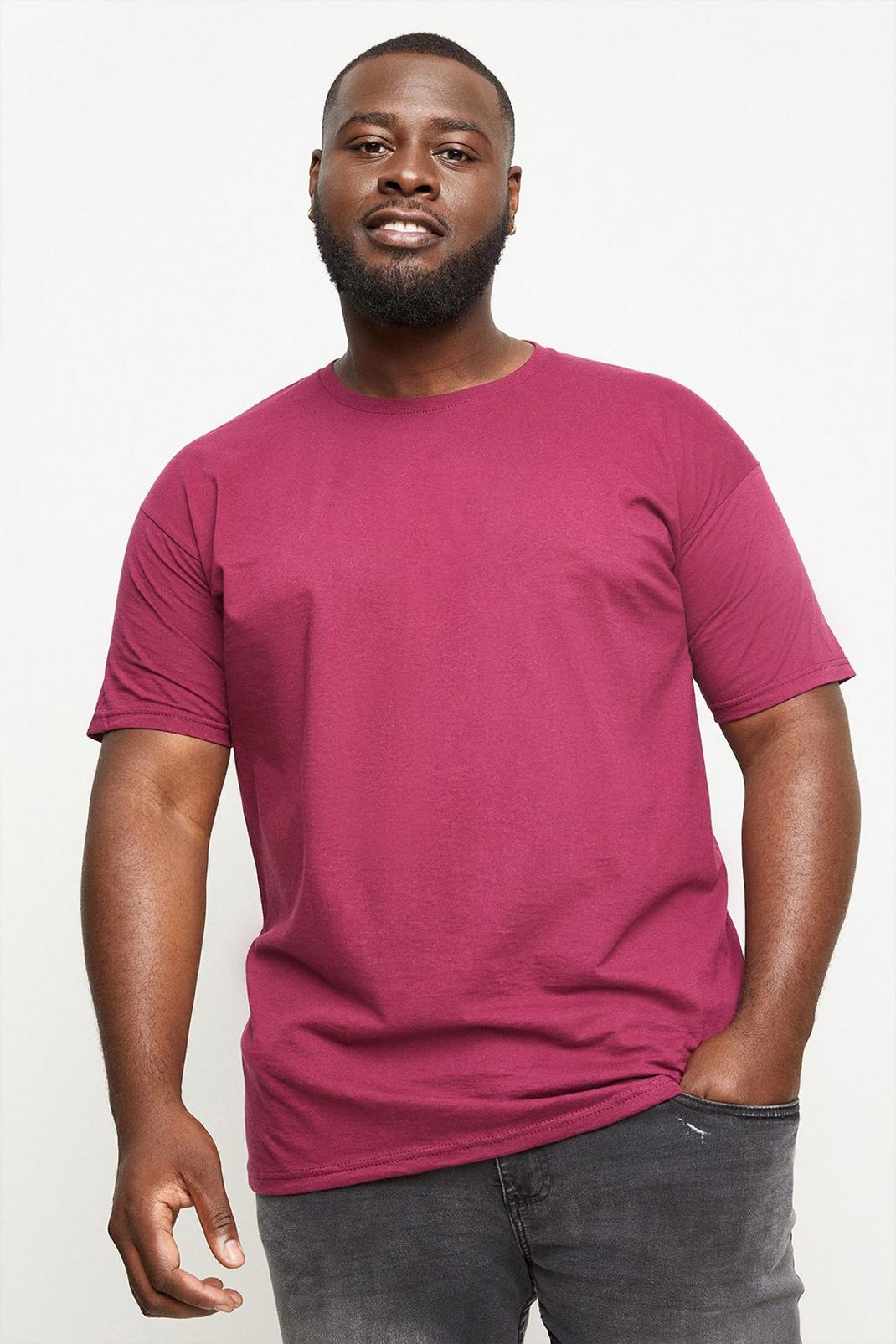 Burgundy Plus And Tall Short Sleeve Basic Crew T-Shirt image number 1