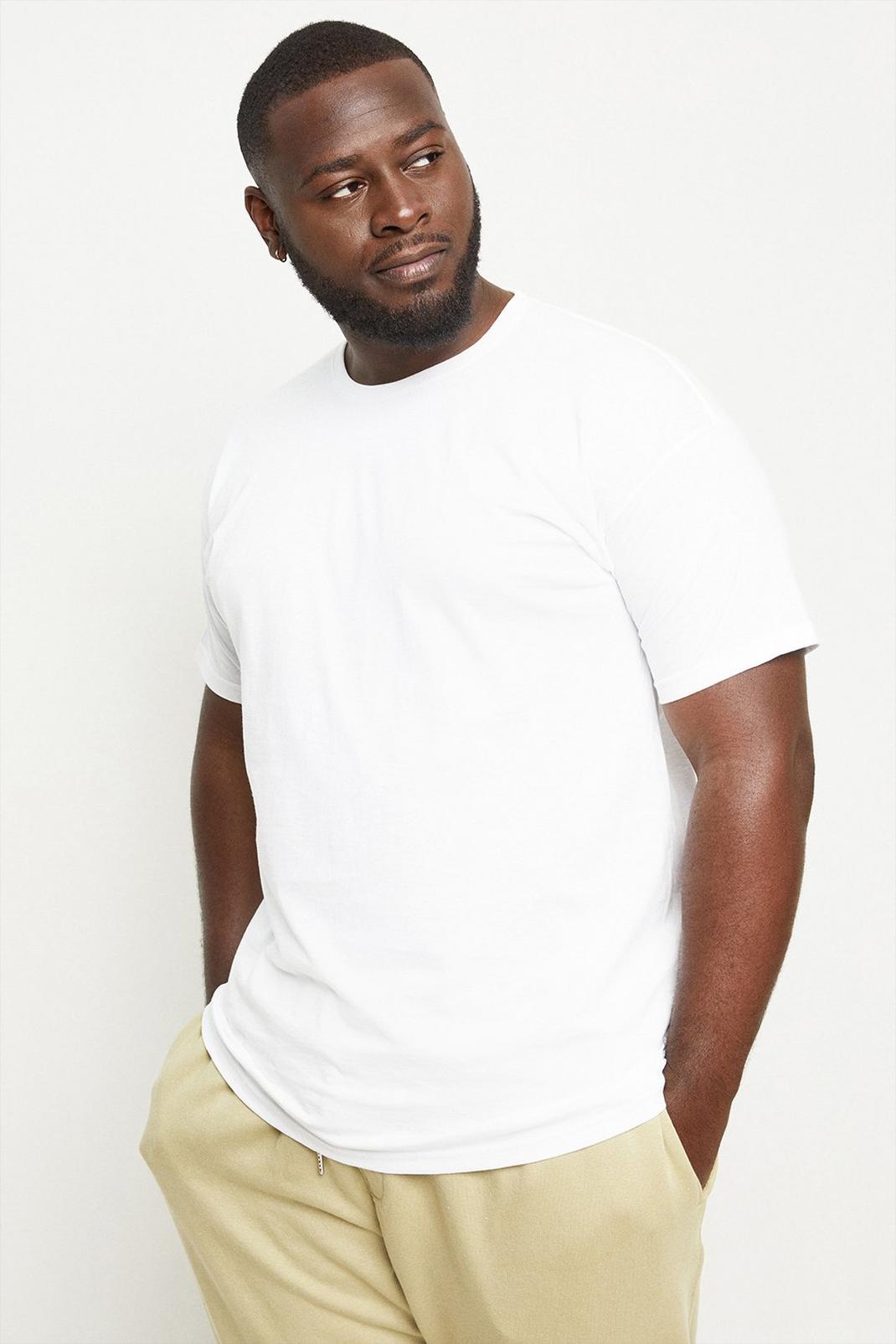 White Plus And Tall Short Sleeve Basic Crew T-Shirt image number 1