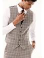Grey Slim Fit Black And White Highlight Check Waistcoat