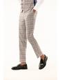 Grey Slim Fit Black And White Highlight Check Trousers