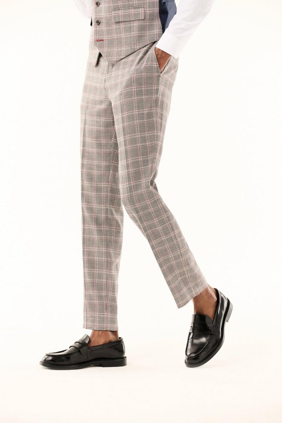 Slim Fit Black And White Highlight Check Trousers 