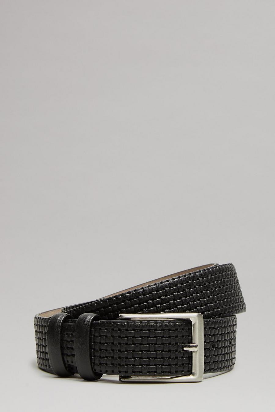 Plus And Tall Black All Over Textured Belt