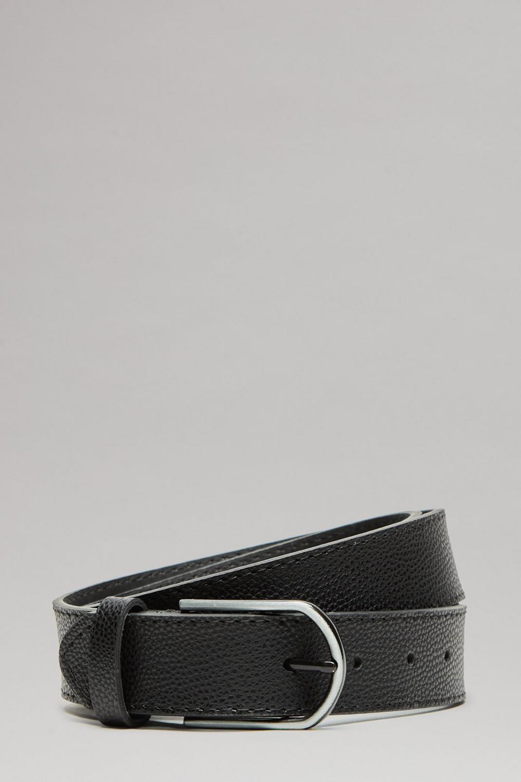 Black Plus Texture Strap Round Buckle Belt image number 1