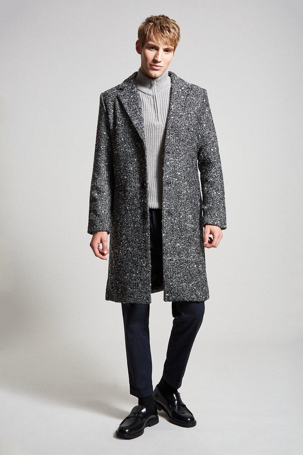 mens textured overcoat