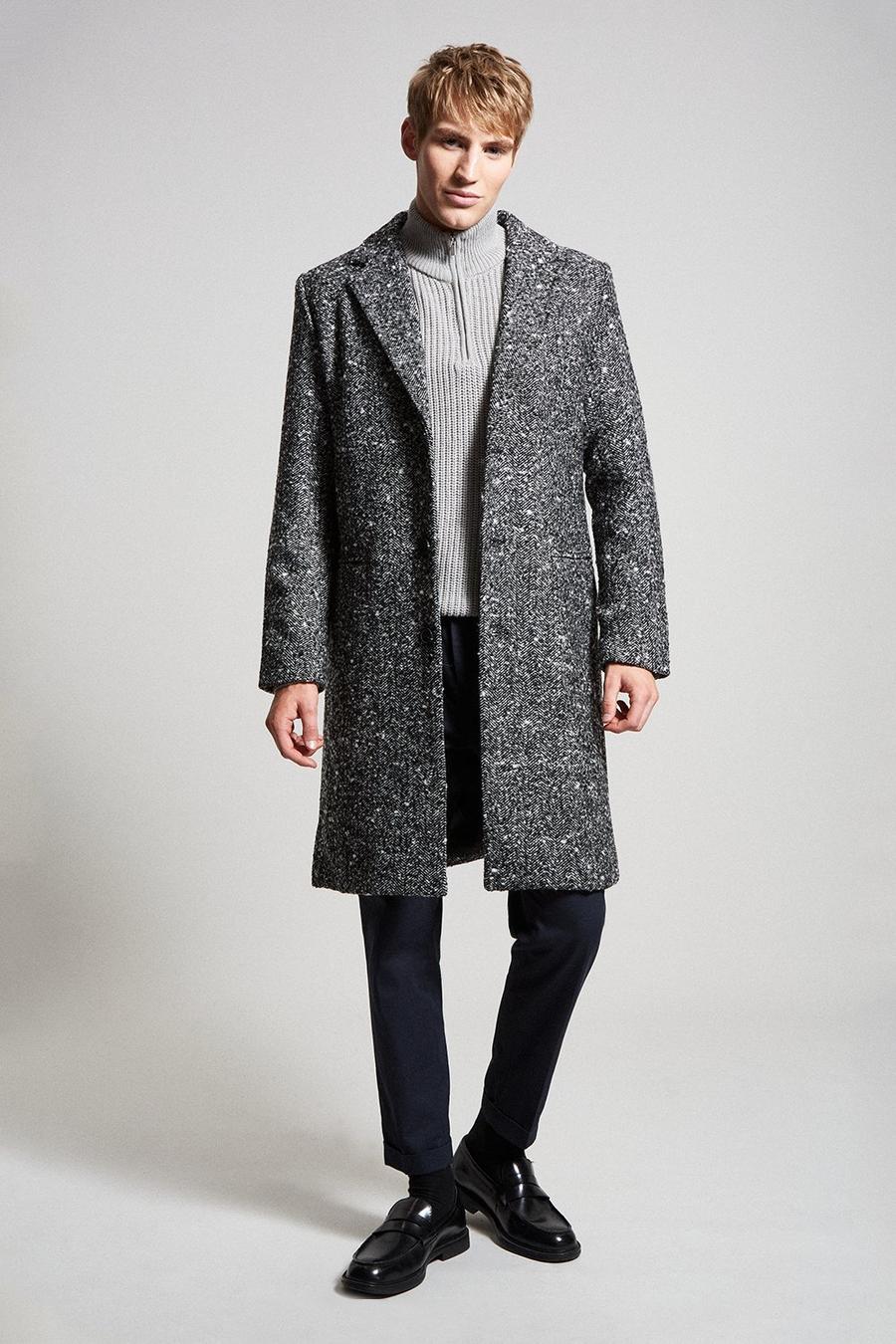 Grey Textured Overcoat  